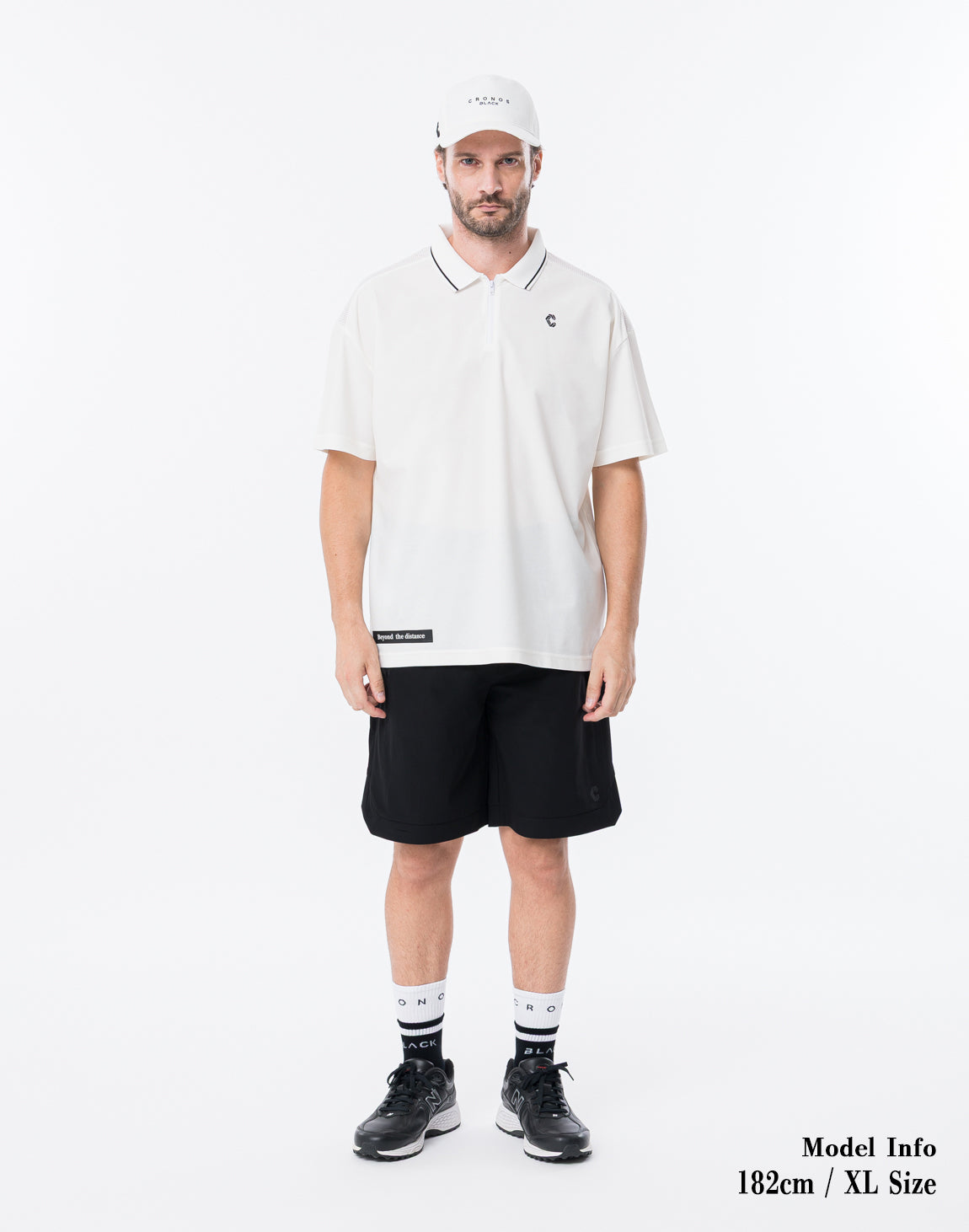 CRONOS ハイネックポロシャツ ホワイト&ブラック CRONOS COOL DOTS SKIPPER V-NECK POLO【WHITE】
