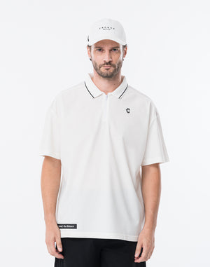 CRONOS 黑色智慧運動拉鍊 POLO 衫 [白色]