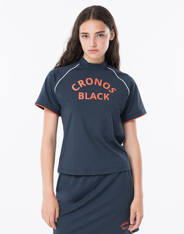 CRONOS BLACK WOMAN SMART LINE MOCK T-shirt [NAVY]