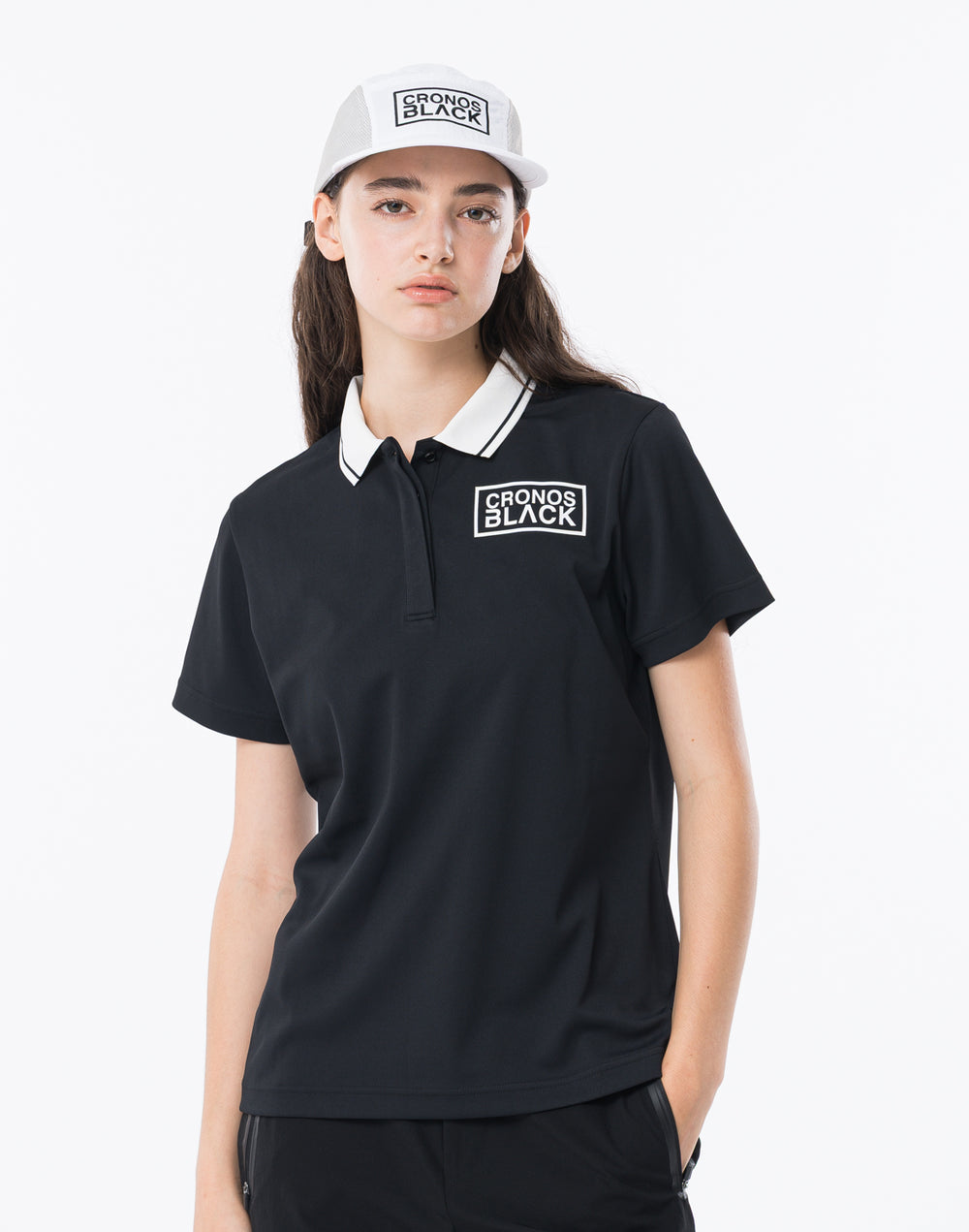 CRONOS BLACK WOMAN TECH PUNCHING Polo [BLACK]