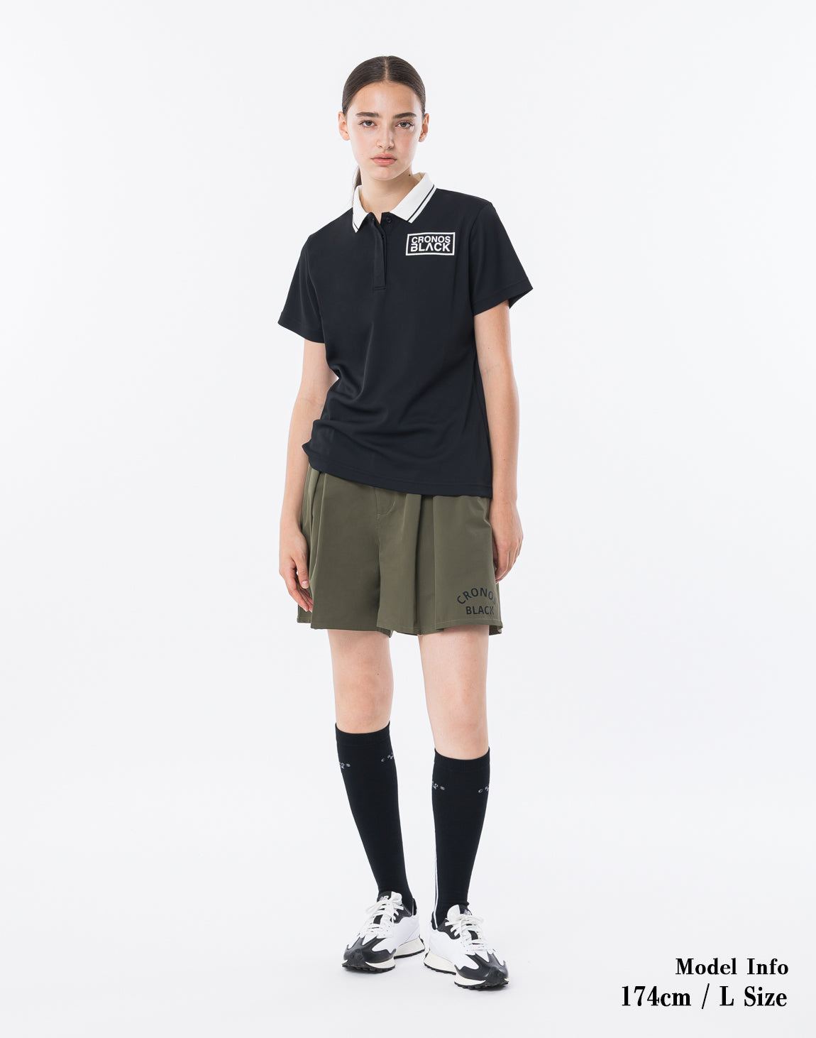 CRONOS ブラック ポロシャツ M CRONOS BLACK WOMAN TECH PUNCHING Polo【BLACK】