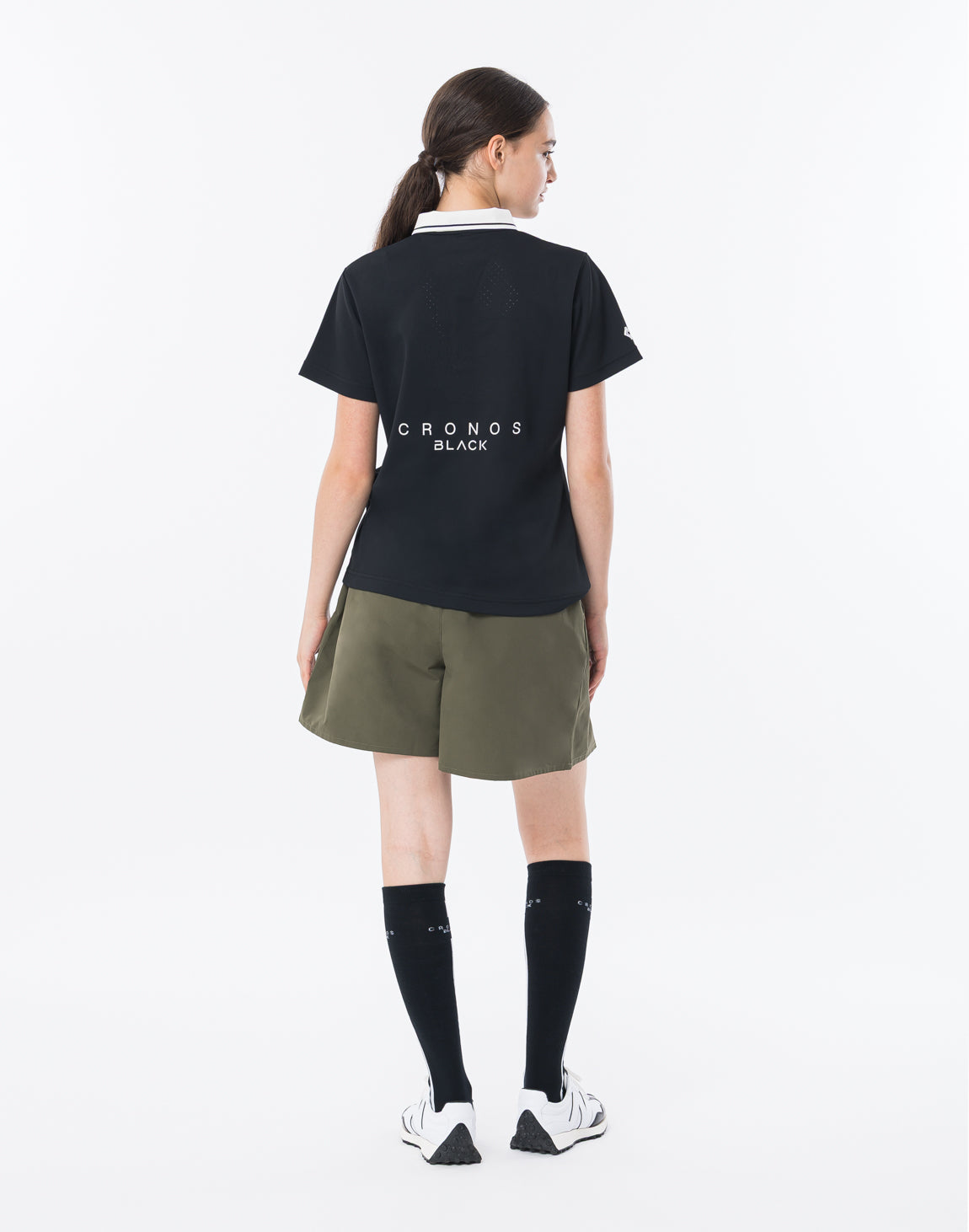 CRONOS 黒 ショートパンツ M CRONOS BLACK WRAPSKIRTED SHORTS【BLACK×WHITE】