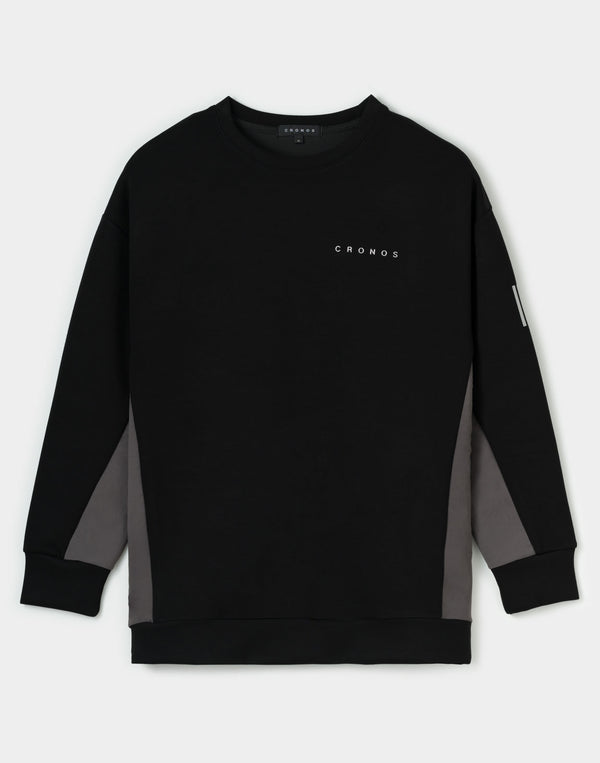 CRONOS WOMEN BoxFit Sweatshirt【BLACK】