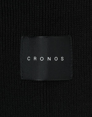 CRONOS 女款彈性羅紋針織連帽衫 [黑色]