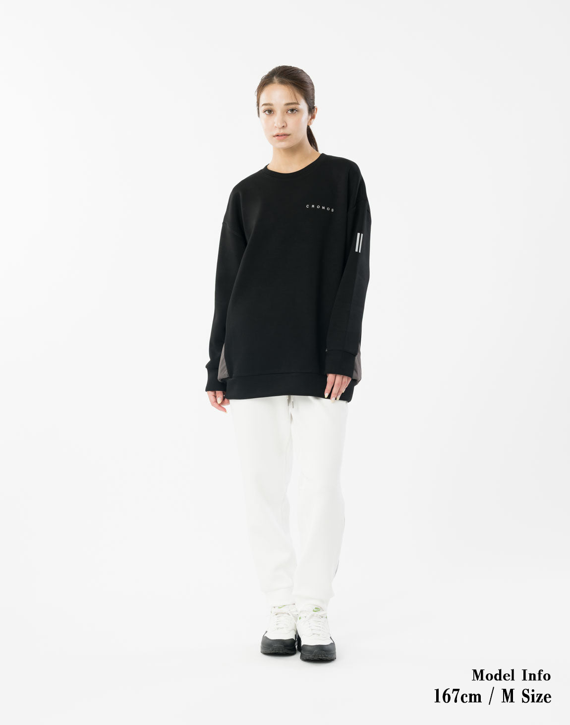 CRONOS WOMEN BoxFit Sweatshirt【BLACK】
