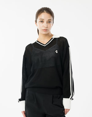CRONOS WOMEN Mesh Uniform V-Top [BLACK]