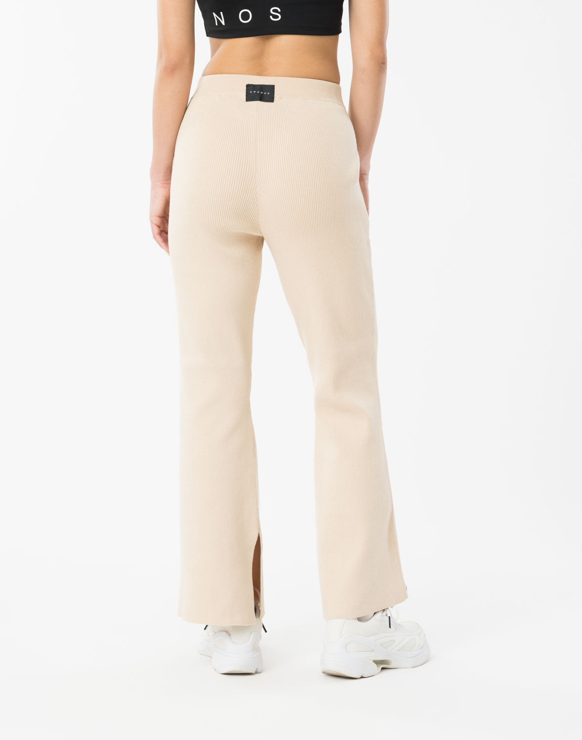 CRONOS WOMEN Flex Rib Knit Pants【BEIGE】