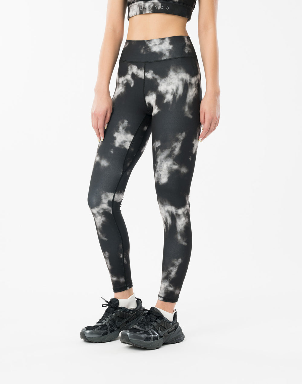 CRONOS WOMEN TIE DYE LEGGINGS【BLACK】