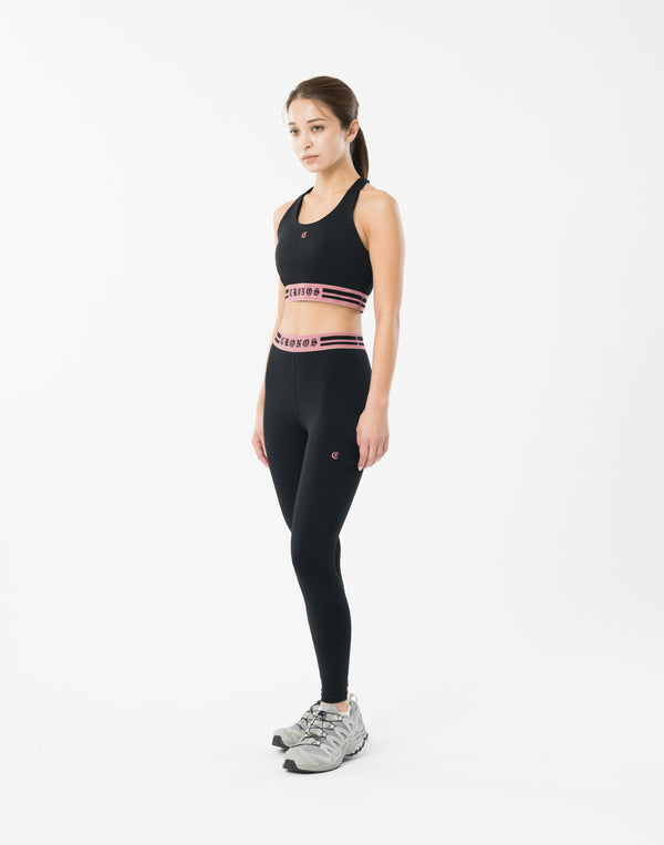 CRONOS WOMEN BLACK LETTER LEGGINGS【BLACK×PINK】