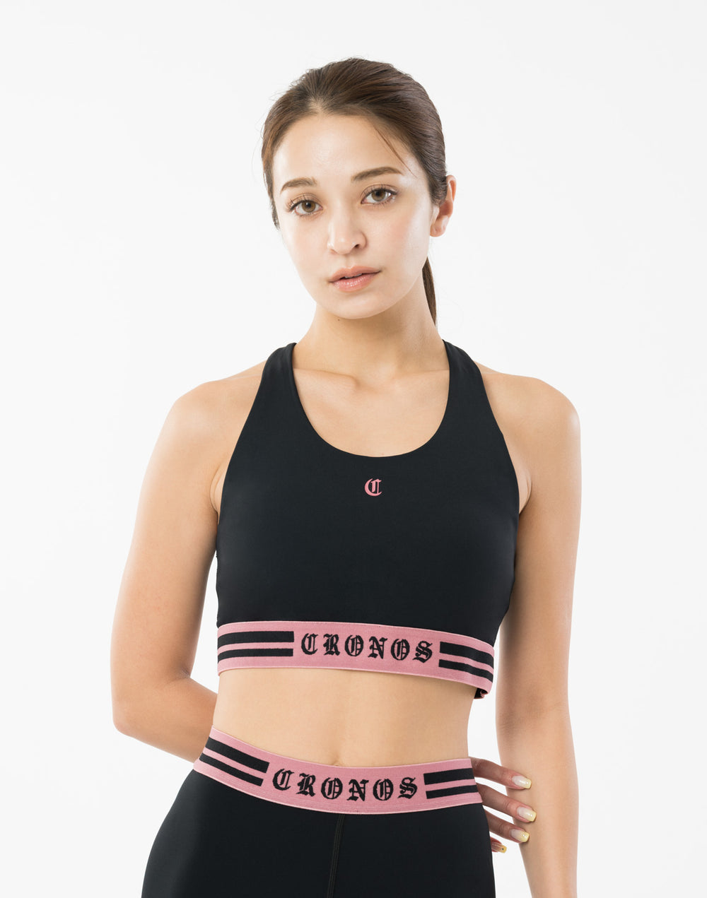 CRONOS WOMEN BLACK LETTER BRA【BLACK×PINK】