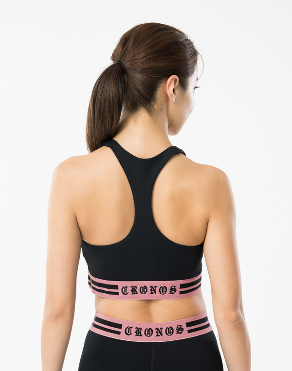 CRONOS WOMEN BLACK LETTER BRA【BLACK×PINK】
