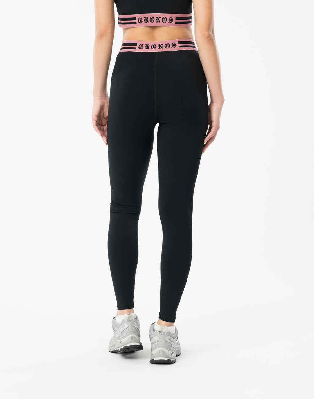 CRONOS WOMEN BLACK LETTER LEGGINGS【BLACK×PINK】