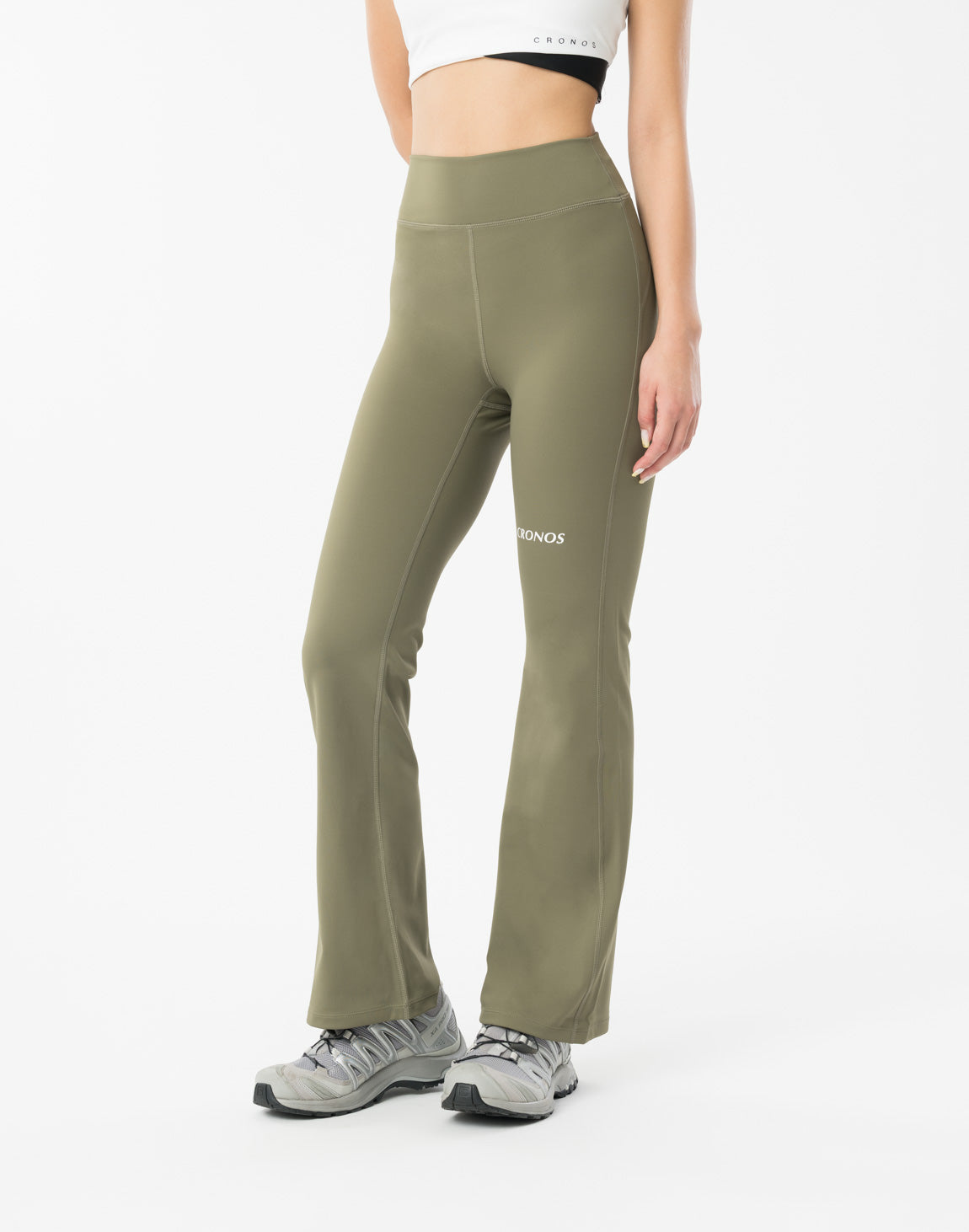 CRONOS WOMEN FLARE LEGGINGS【KHAKI】
