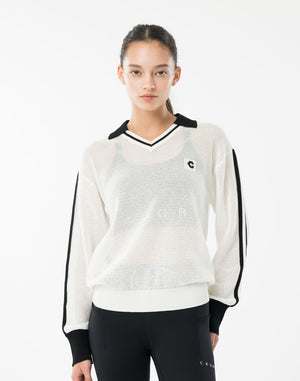 CRONOS WOMEN Mesh Uniform V-Top [WHITE]