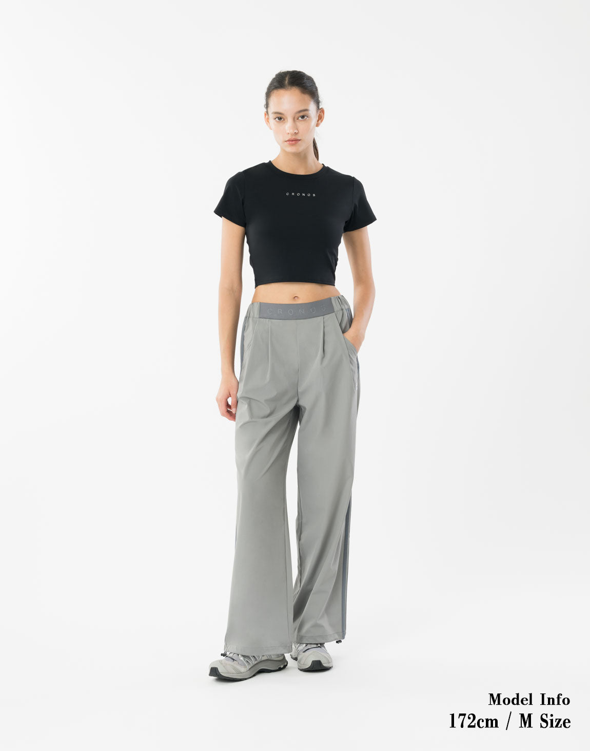 CRONOS WOMEN Motion Crop T-SHIRT 【BLACK】