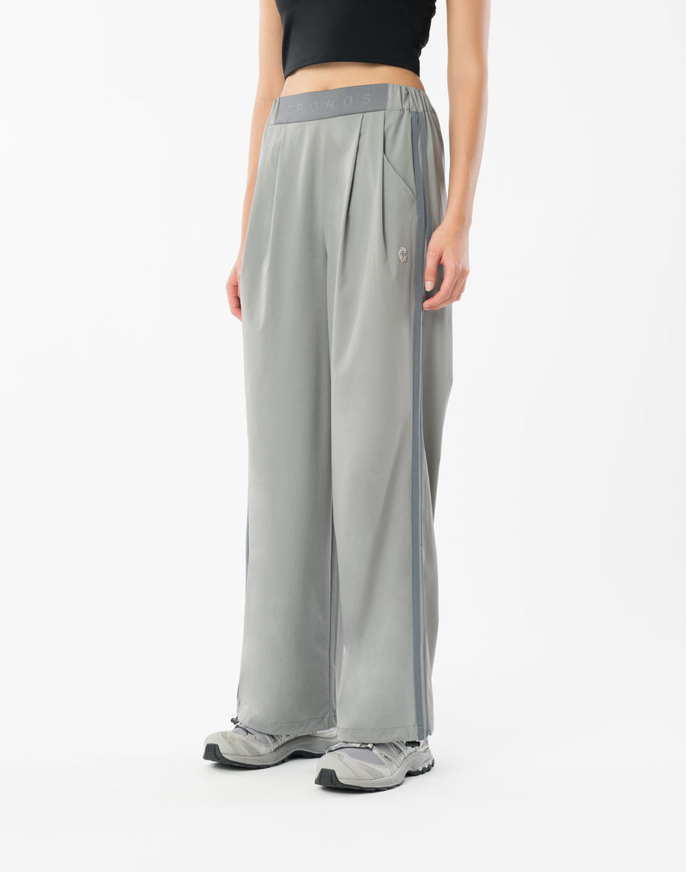 CRONOS WOMEN FlowTuck Wide Pants【GRAY】