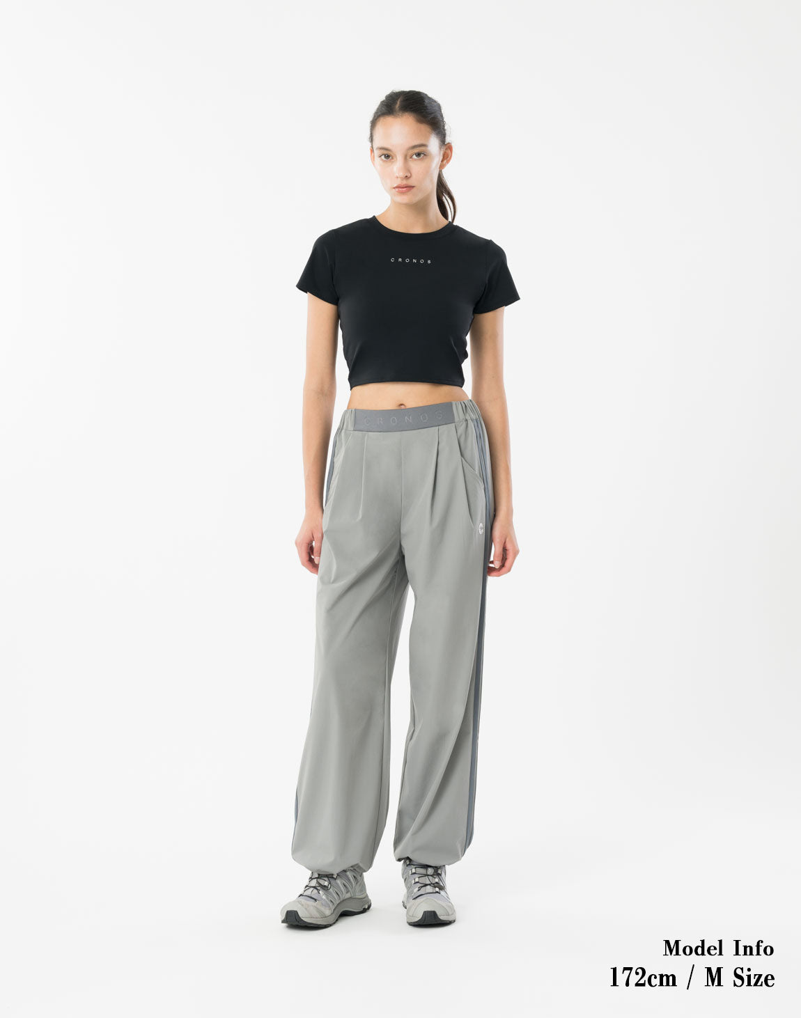 CRONOS WOMEN FlowTuck Wide Pants【GRAY】
