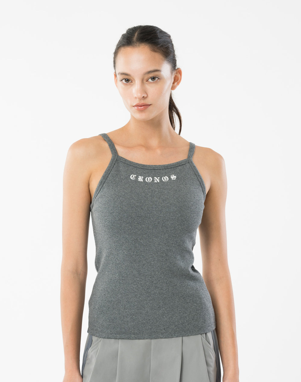 CRONOS WOMEN BLACK LETTER TANKTOP【GRAY】