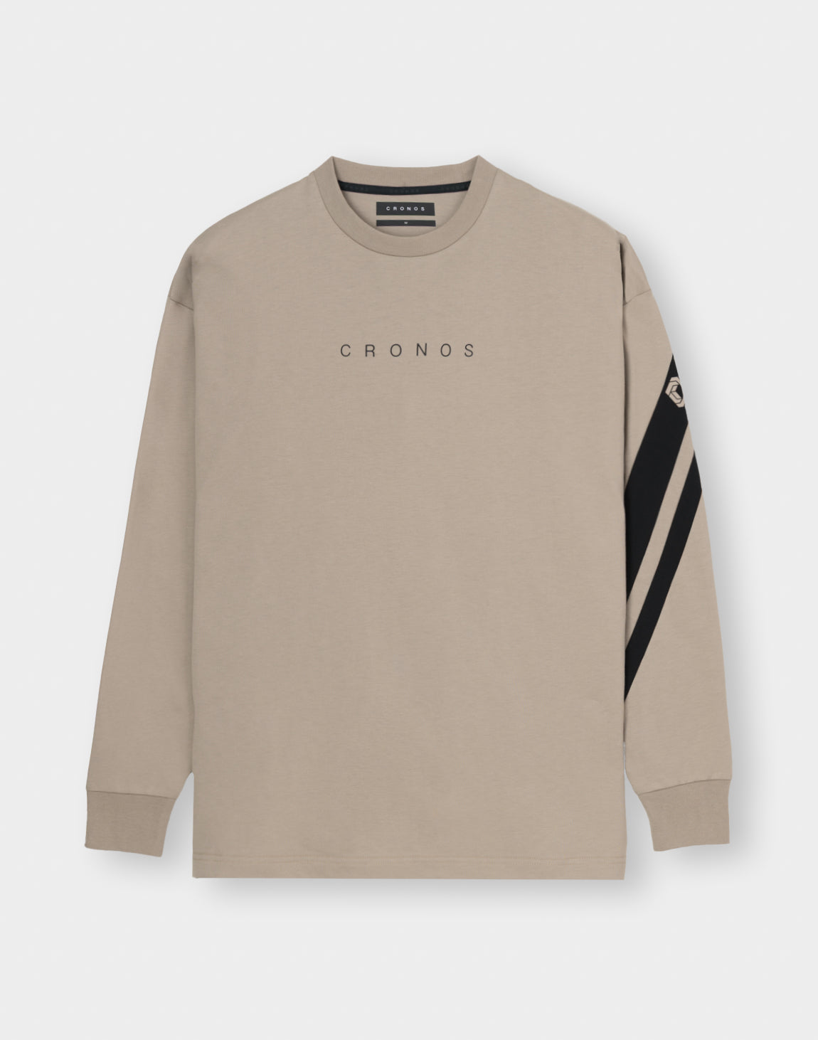 クロノス CRONOS セットアップ ロゴプリント 刺繍 刻印 アイボリー L CRONOS CROSSLINE L/S TEE【GREIGE】