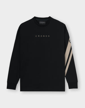 CRONOS CROSSLINE L/S TEE【BLACK×GREIGE】