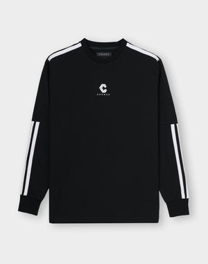 CRONOS TWIN STRIPE L/S TEE【BLACK×WHITE】
