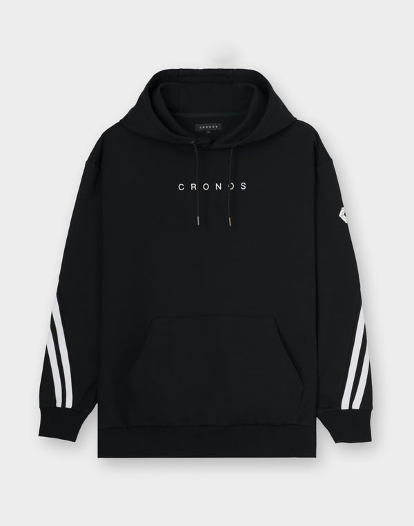 CRONOS TWIN STRIPE HOODIE【BLACK×WHITE】