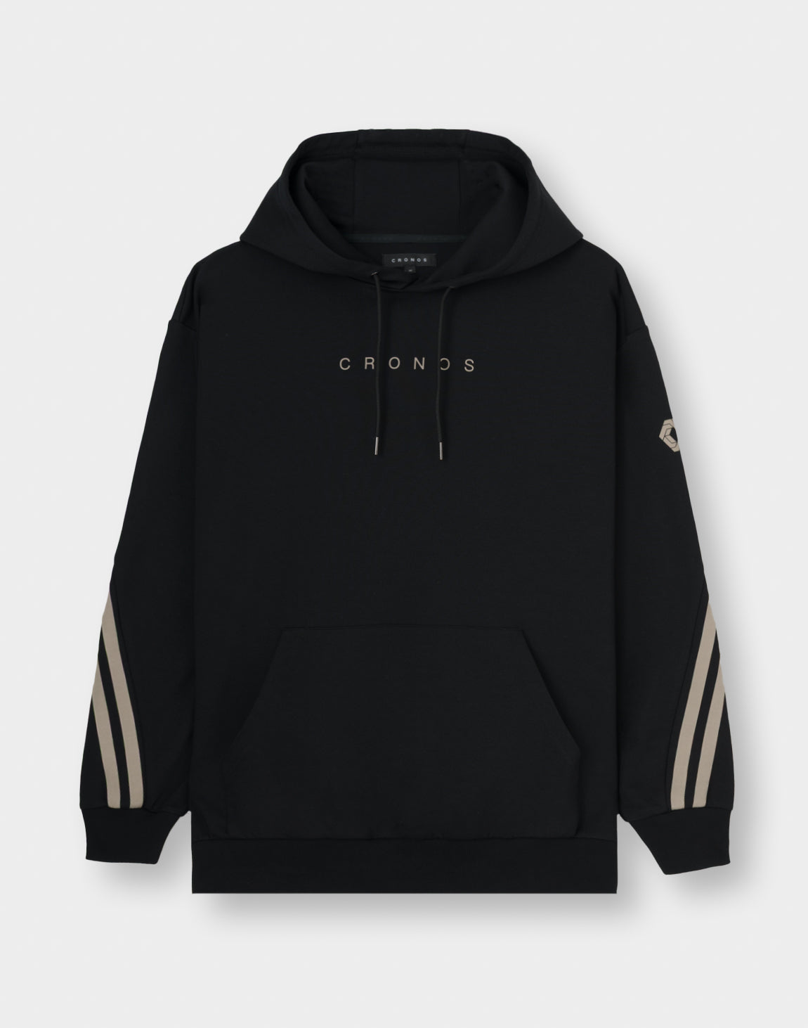 CRONOS TWIN STRIPE HOODIE【BLACK×GREIGE】