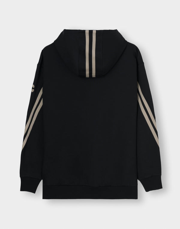CRONOS TWIN STRIPE HOODIE【BLACK×GREIGE】