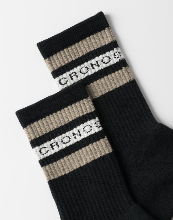 CRONOS Logo Band Socks【BLACK×GREIGE】