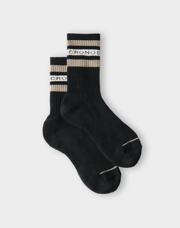 CRONOS Logo Band Socks【BLACK×GREIGE】