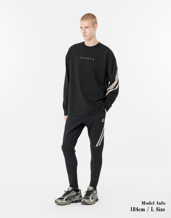 CRONOS CROSSLINE L/S TEE【BLACK×GREIGE】
