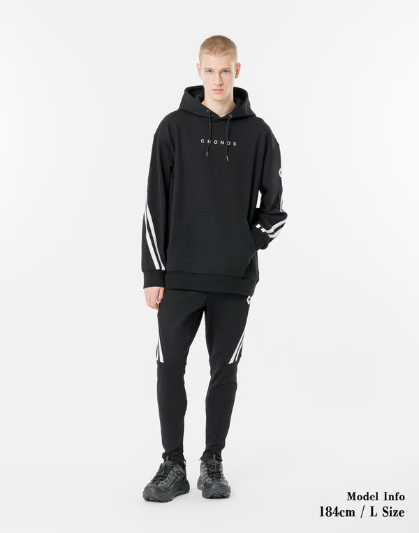 CRONOS TWIN STRIPE HOODIE【BLACK×WHITE】