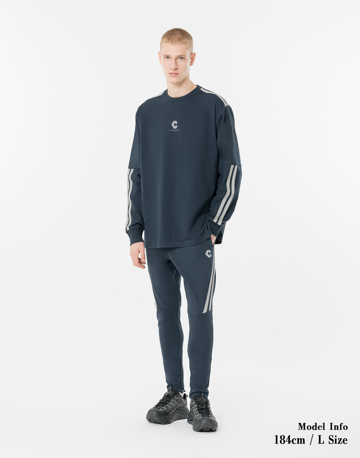 CRONOS TWIN STRIPE L/S TEE【NAVY】