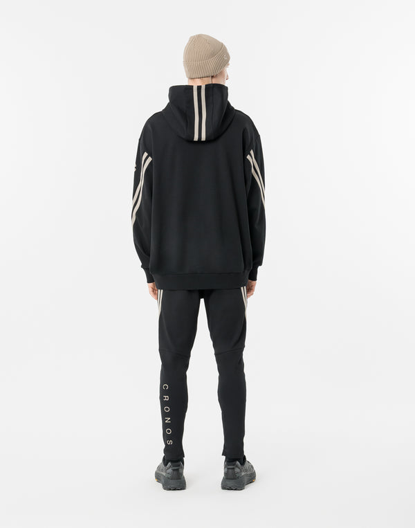 CRONOS TWIN STRIPE HOODIE【BLACK×GREIGE】