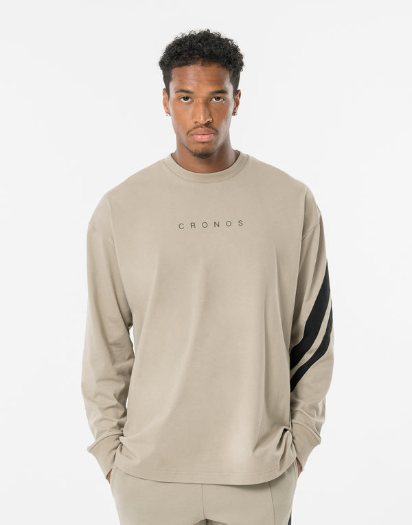 CRONOS CROSSLINE L/S TEE【GREIGE】