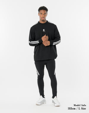 CRONOS TWIN STRIPE L/S TEE【BLACK×WHITE】