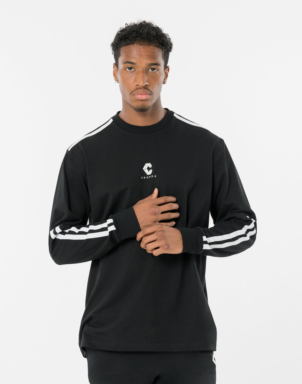 CRONOS TWIN STRIPE L/S TEE【BLACK×WHITE】