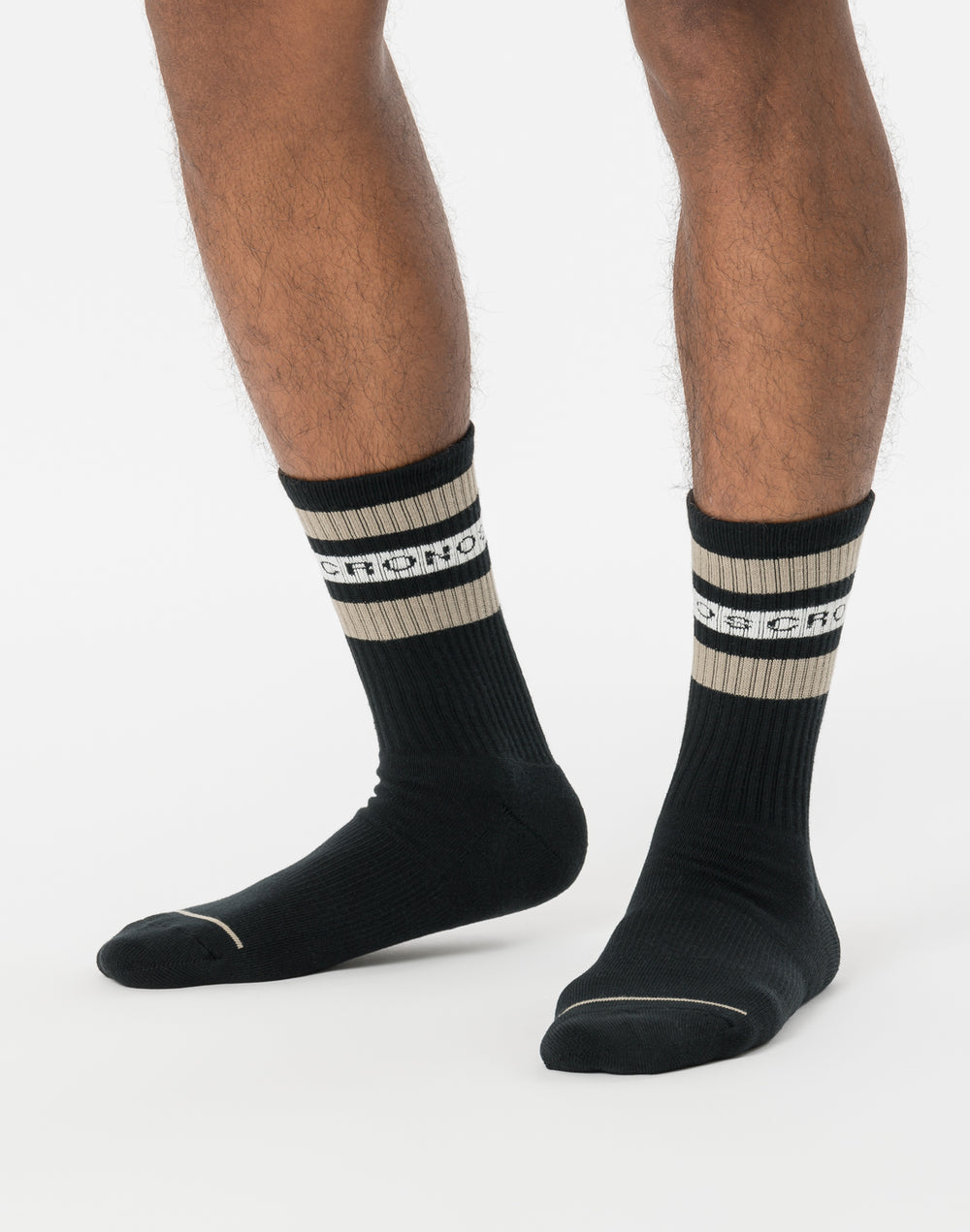 CRONOS Logo Band Socks【BLACK×GREIGE】