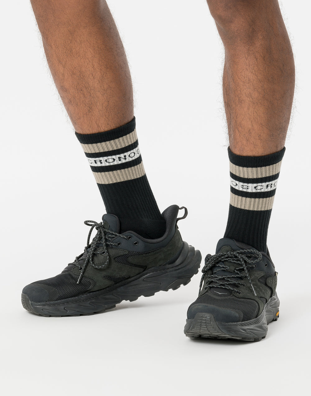 CRONOS Logo Band Socks【BLACK×GREIGE】