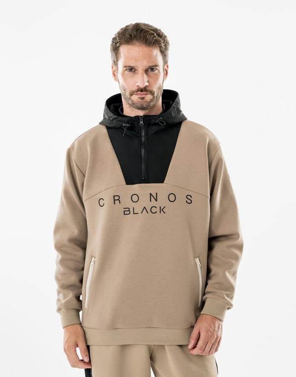 CRONOS BLACK SHIFT HOODIE【BEIGE】