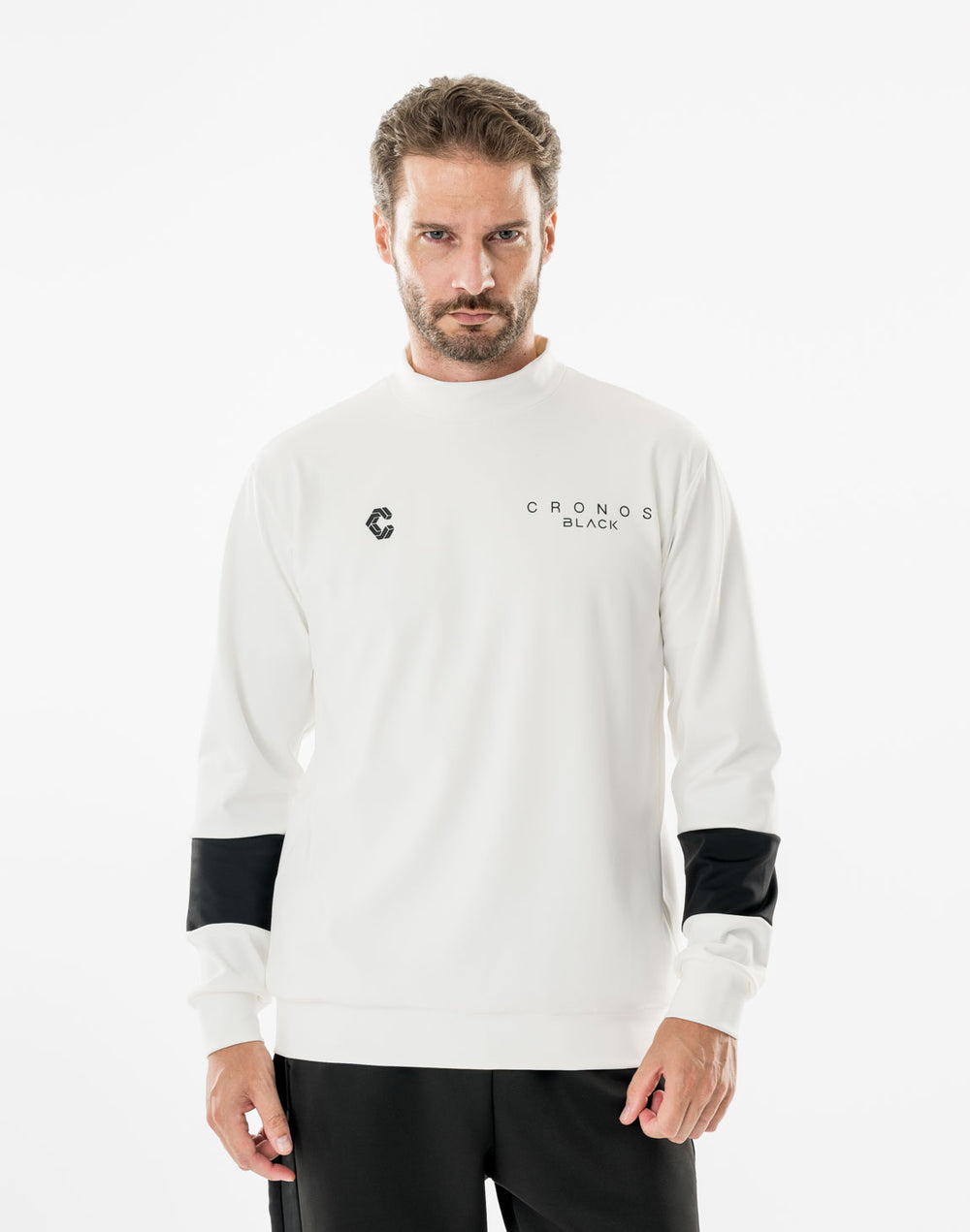 CRONOS BLACK TENSION MOCK SWEAT【M.WHITE】