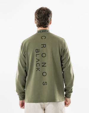 CRONOS BLACK PUREFORM MOCK L/S TEE【KHAKI】