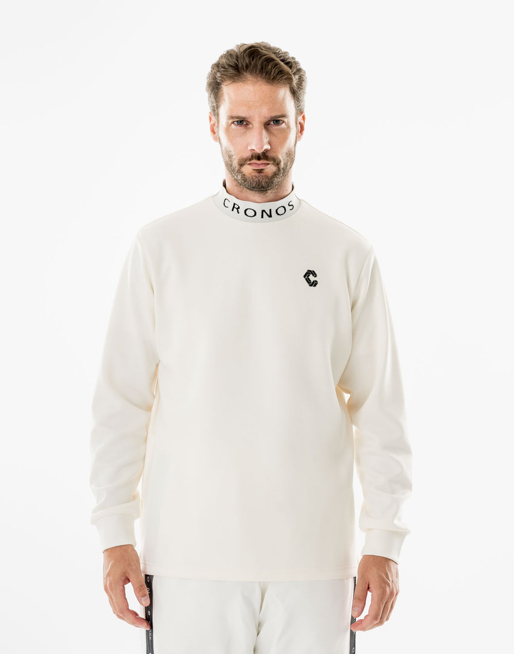 CRONOS BLACK PUREFORM MOCK L/S TEE【WHITE】