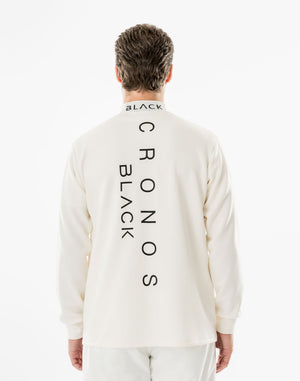 CRONOS BLACK PUREFORM MOCK L/S TEE【WHITE】