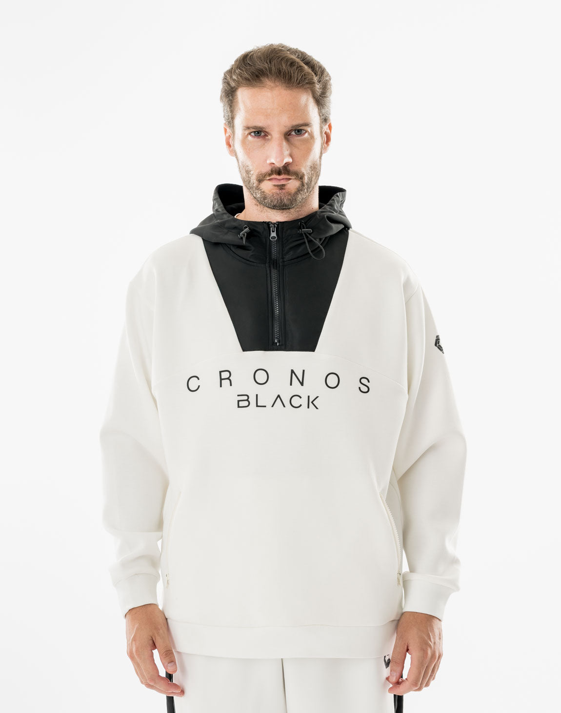 CRONOS BLACK SHIFT HOODIE【M.WHITE】