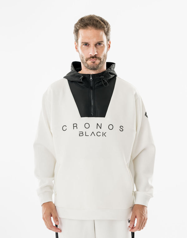 CRONOS BLACK SHIFT HOODIE【M.WHITE】