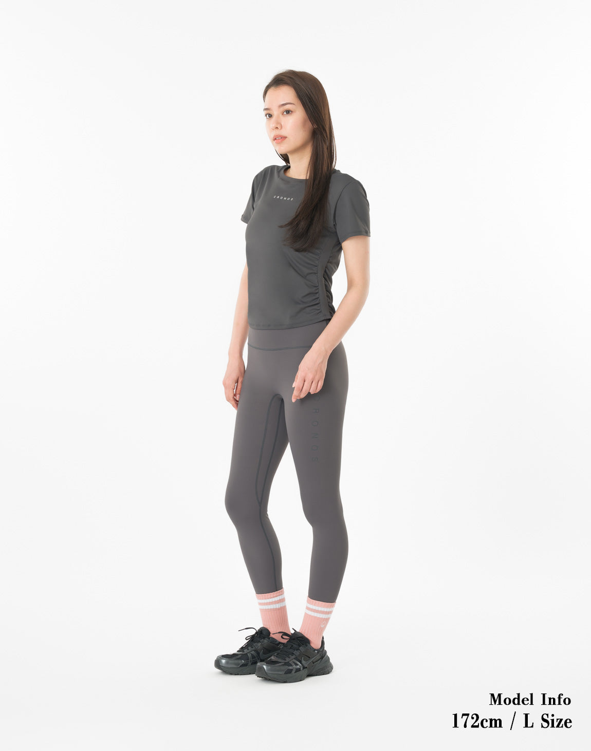 CRONOS ヨガウェアセット Tシャツとレギンス グレー CRONOS WOMEN × KASANE Sculpt Line T-SHIRT 【GRAY】