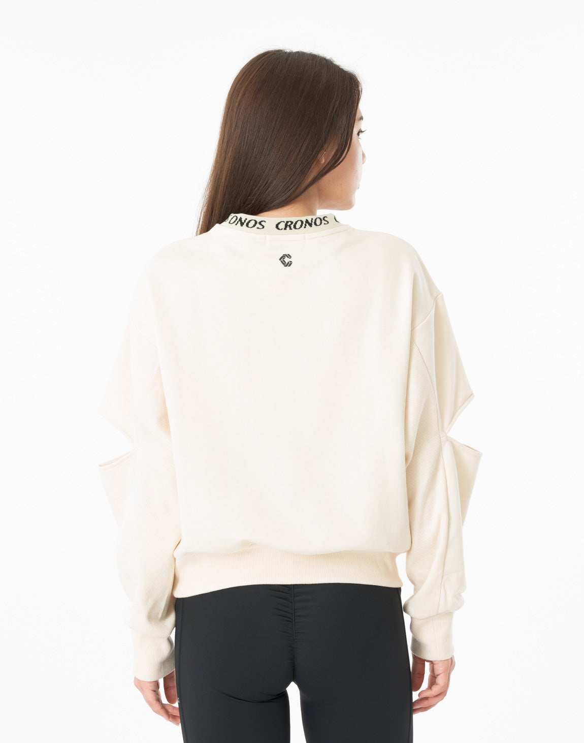 クロノス WOMEN CUT OUT SWEAT スウェット トレーナー ロゴ CRONOS WOMEN CUT OUT SWEAT【BLACK】