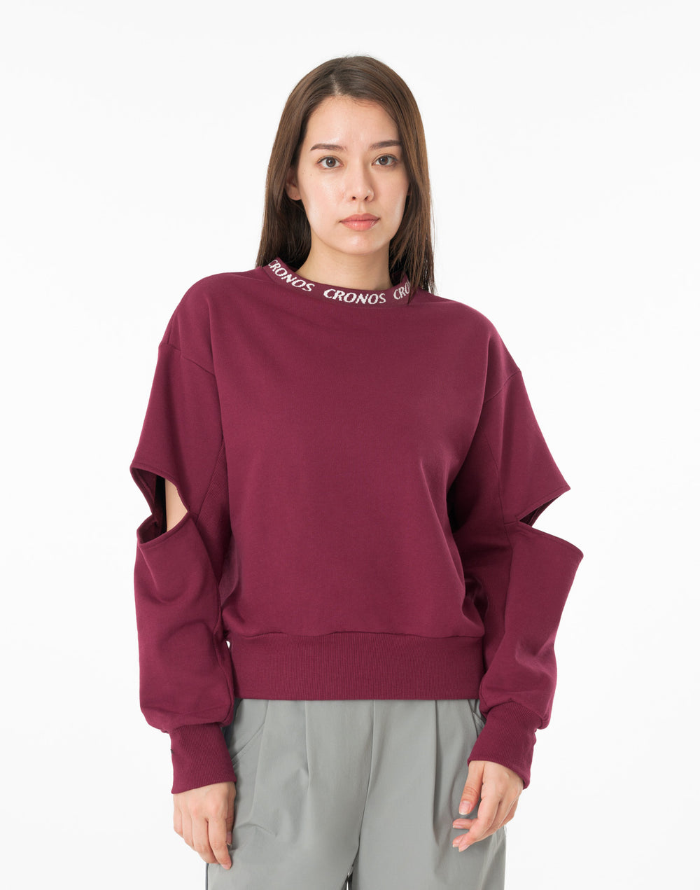 CRONOS WOMEN CUT OUT SWEAT【BORDEAUX】