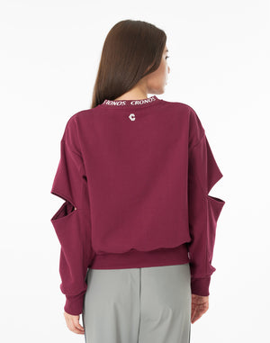 CRONOS WOMEN CUT OUT SWEAT【BORDEAUX】